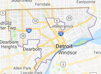 Detroit city map from Google Maps
